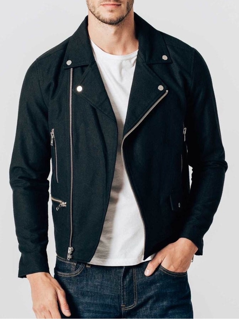 Men’s Moleskin Moto Jacket DSTLD Black Medium